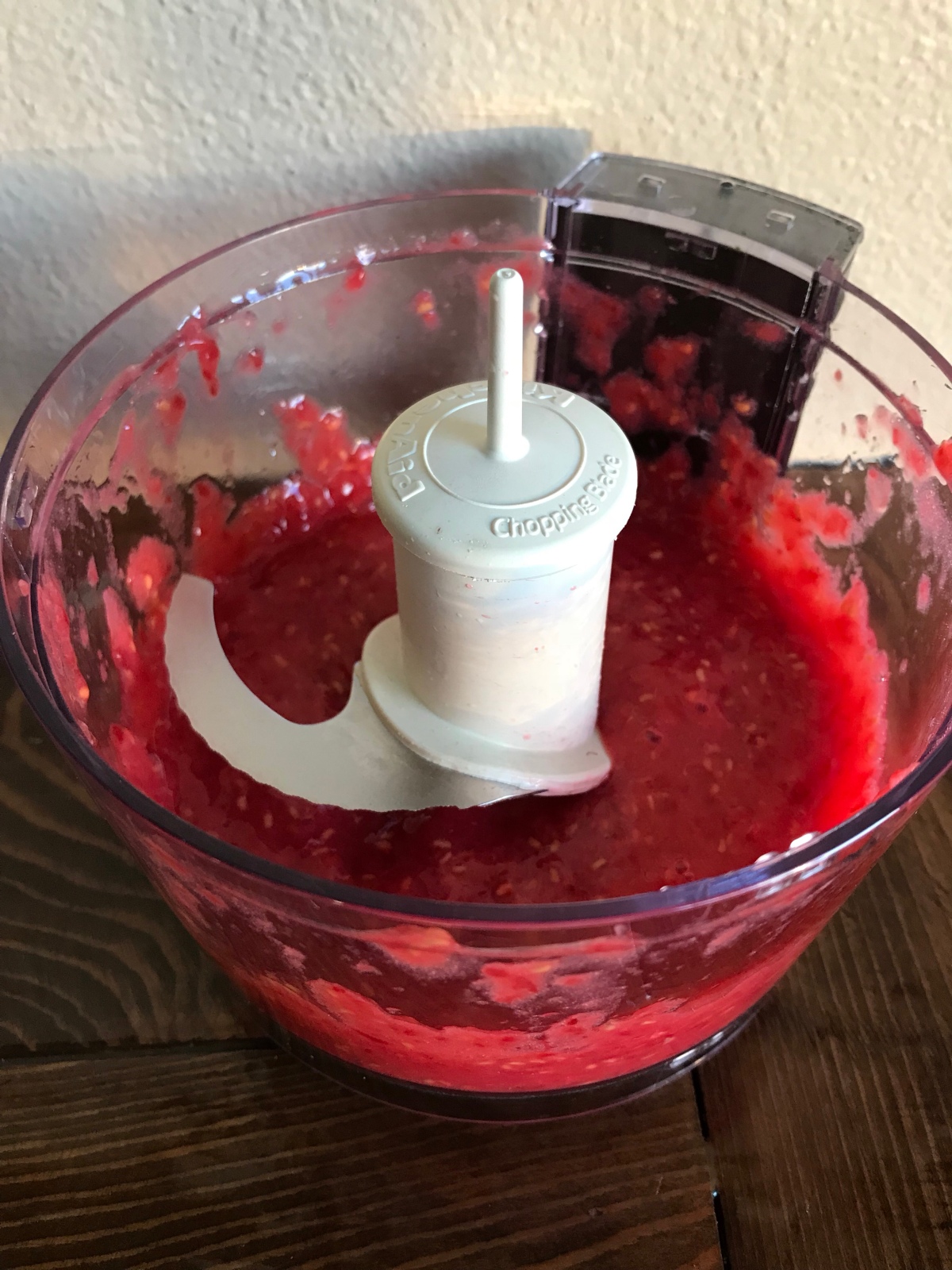Third Trimester Mocktail: Next, purée the raspberries to bring a fruity kick to your drink.